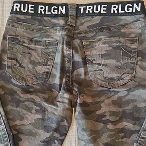 True Religion Skinny Jeans Green and Black Camouflage